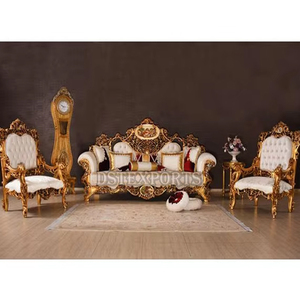 Classique sculpté à la main en bois salon canapé ensemble indien luxe or polonais salon canapé chaise DST exportations livraison rapide maison canapé - Product Image 1