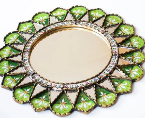 Miroir suspendu mur de maison miroir circulaire décorations de salon miroir de designer biseauté en verre taillé moderne accent argenté vénitien - Product Image 3