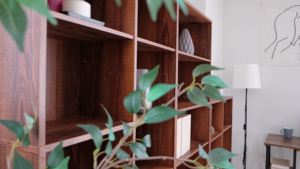 12-grid Solid-core Adjustable <b>Bookcase</b> Adopts E1 Board Walnut Color - Product Image 6