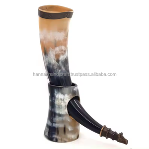 Corne à boire viking en corne de buffle naturelle avec support en corne, durable, écologique, fait à la main, cadeau d'affaires - Product Image 2
