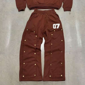 Conjunto de Sudadera y Pantalones Deportivos de Algodón Unisex Personalizado, Lavado Ácido, Ropa Deportiva Urbana, Serigrafiada, Servicio OEM - Product Image 2