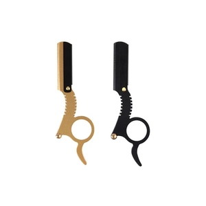 Mini pouce en acier inoxydable à l'ancienne rasoir sourcil cheveux rasage outil visage nettoyage porte-ciseaux sans lame rasoir de sécurité - Product Image 4