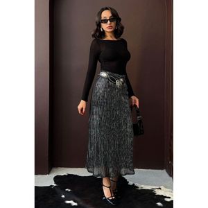 Topshow - Glittery Pleated <b>Skirt</b> - [object Object] - Product Image 1