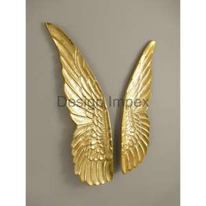 Décoration de mariage en plumes dorées, ailes en aluminium fabriquées à la main, artisanat d'art mural en métal, décoration d'intérieur, articles de luxe en provenance d'Inde - Product Image 3