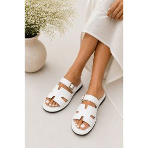 Double <b>Strap</b> <b>Buckle</b> for Slippers White Fashion Trend Summer Sandals Open Toe Anti-Slip Comfortable Printed Cork/EVA Plastic - Product Image 1