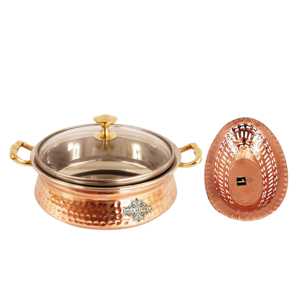 Donga Panier à pain de luxe en cuivre et acier pur, ustensile de service durable pour la cuisson et le maintien au chaud des aliments à la maison - Product Image 1