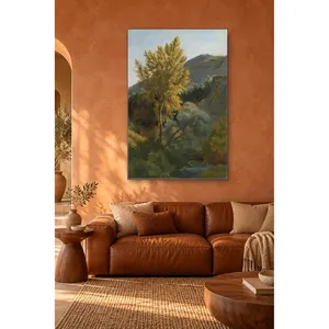 Impression sur toile de l'étude de l'arbre Fida Corot sur une pente de montagne - Product Image 3