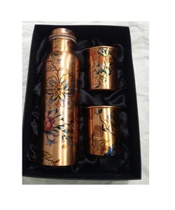 AYURVEDIC WATER <b>BOTTLE</b> 950 <b>ML</b> with <b>100</b>% COPPER HANDMADE SIPPER LACQUER - Product Image 3