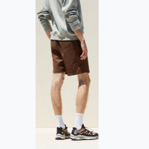 กางเกงขาสั้นวินเทจผู้ชายคุณภาพสูง ผ้าฝ้าย 100% ล้างสีแบบแอซิด ทรงเข้ารูป เอวยางยืด ใส่สบาย สไตล์สตรีทแวร์ ความยาวระดับเข่า - Product Image 2