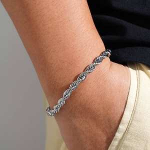 <b>Silver</b> 6MM Rope Chain <b>and</b> <b>Bracelet</b> Fashion Jewelry <b>Set</b> Bundle - Product Image 4