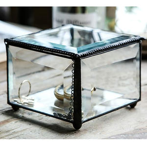 Dernier produit Design moderne verre clair forme rectangle noir fini biseauté boîte de rangement en verre taille personnalisée pour la maison décorer - Product Image 6