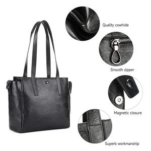 Bolso de Hombro de Cuero Genuino de Lujo, Moderno, Unisex, para Portátil de 15 Pulgadas, con Cierre de Cremallera, Ligero y de Gran Capacidad - Product Image 6