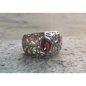 Shah Gems Women's Natural <b>Garnet</b> <b>Ring</b> in 925 Sterling <b>Silver</b> Rhodium Plated Fine Jewelry for Everyday Wear - Product Image 4
