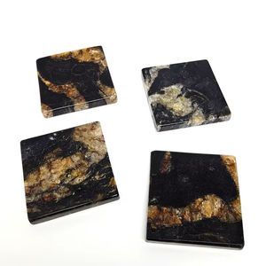 Ensemble de sous-verres de luxe en marbre, grandes dalles flamme, imperméables, pour intérieur - Product Image 1