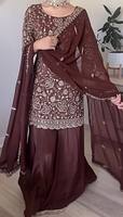 Robe Sharara de style Bollywood indien et pakistanais pour femme, en Faux Georgette lourde infroissable, modèle Punjabi