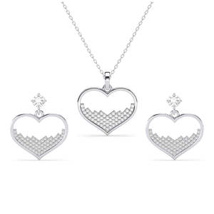 Ensemble de bijoux en argent Cuore Silver Heart, or 14 carats avec zircon et diamant pour mariages et fêtes, bijoux de mariée plaqués or - Product Image 1