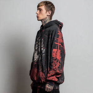 Sweat à capuche oversize en molleton délavé à l'acide pour homme - Streetwear écologique - Product Image 6