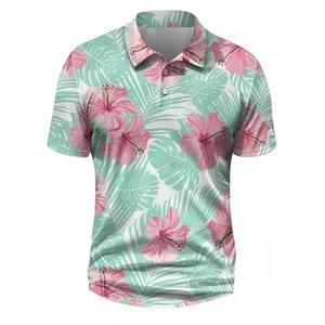 Chemises de golf pour hommes respirantes et à séchage rapide, 100 % polyester tricoté, imprimées par transfert thermique avec votre propre design floral - Product Image 4