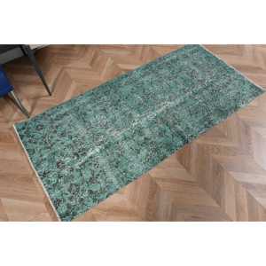Tapis turc, petit tapis vintage 2,5x5,4 pieds, tapis en laine rayé vert - Product Image 2