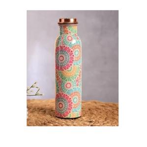 Bouteille en cuivre décorative pour la cuisine, pour le stockage de jus et de boissons, bouteille en cuivre émaillée imprimée, bienfaits pour la santé, bouteille d'eau en cuivre pur - Product Image 4