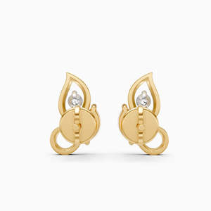 Pendientes de Diamantes Cultivados en Laboratorio en Oro Amarillo para Mujer, Corte Brillante Redondo, Clásicos para Boda, Chapados en Oro de 14k-22k - Product Image 1