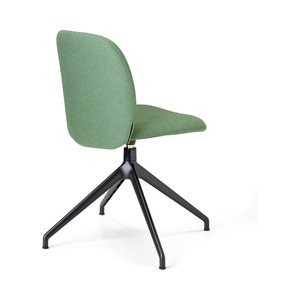 Upholstered Swivel <b>Chair</b> with Padded Fabric Shell, Armless, <b>Black</b> Four-Spoke Base for Meeting Room and <b>Office</b>, Made in Italy - Product Image 3