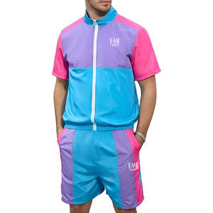Conjuntos de dos piezas de cortavientos con cremallera multicolor con conjuntos de material de Spandex/poliéster para hombres personaliza tu logotipo de marca - Product Image 2