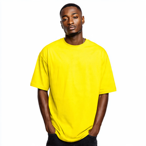 100% camisetas de poliéster de algodón para hombre, camiseta para correr con hombros caídos, ropa para correr para hombre, Camiseta holgada para ejercicio para hombre - Product Image 4