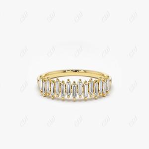 Baguette Diamond Wedding Band 14K Gold Half Eternity 0.24ctw Prong Set Apilable Joyería personalizada para mujer - Product Image 1