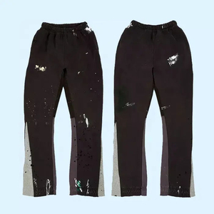 Pantalon de survêtement ample pour homme en coton 100% OEM, style streetwear, patchwork, jambe large, décontracté, anti-froissement, en molleton léger - Product Image 4