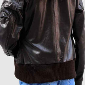 2025 chaqueta de cuero para mujer más vendida con capucha extraíble Casual piel de cordero real marrón y negro chaqueta de cuero para mujer - Product Image 4