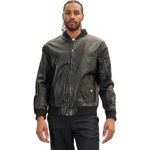 Veste sur mesure pour hommes en peau de mouton noir de haute qualité Nouveau col côtelé à la mode Stand Winter Season Breathable Leather - Product Image 1