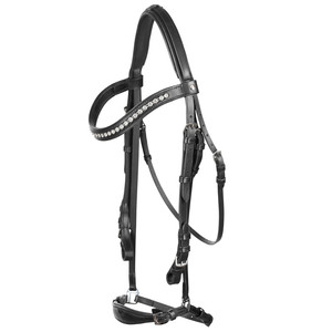 Bride en cuir fantaisie avec nez tombant-Noir exportation Style supérieur Bride inégalée Abordable RÊNES EN CAOUTCHOUC INOXYDABLE - Product Image 3