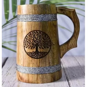 Mug en bois artisanal classique personnalisé pour la maison, le bureau, l'hôtel, mug à bière en bois, mug à thé, avec la meilleure qualité, grossiste d'Inde - Product Image 1