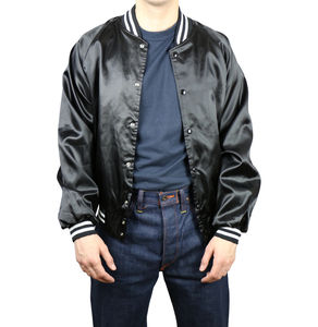 Streetwear nouveau style à la mode veste universitaire noire veste universitaire en satin soyeux respirant uni logo personnalisé veste universitaire en satin - Product Image 3