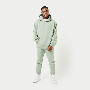 Men's Light Green <b>Hoodie</b> Jogger Set 100% Cotton Plain <b>Oversized</b> <b>Fleece</b> Tracksuit Winter Streetwear Anti-Wrinkle Custom Private - Product Image 3