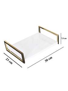 Nikkispride ถาดเสิร์ฟหินอ่อนพร้อมที่จับโลหะถาดโต๊ะเครื่องแป้งหรูหราสำหรับตกแต่งบ้าน - Product Image 4