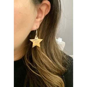 Southwest Handmade Sterling <b>Silver</b> Star Dangle <b>Earrings</b> with AB Agate <b>Drop</b> Style - Product Image 2