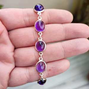 Handmade 925 Sterling <b>Silver</b> Amethyst <b>Bracelet</b> Crystal <b>Bracelets</b> & <b>Bangles</b> - Product Image 2