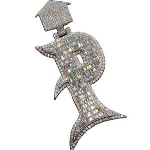Moissanite Hip Hop Fashion Baguette & Round Cut Diamond Pendant 925 Sterling Silver - Product Image 2