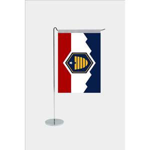 Bandera de Escritorio de Utah con Diseño en Forma de L Impresa Digitalmente y Asta de Aluminio - Product Image 1