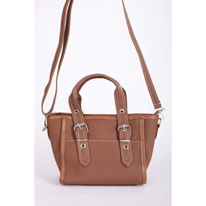Bolso de Mano y Hombro Clásico de Piel de Vaca Color Bronceado con Cierre de Hebilla, Diseño Granulado, Uso Versátil como Bolso de Mano - Product Image 4