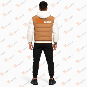 เสื้อแจ็คเก็ตพัฟเฟอร์มีฮู้ดสำหรับผู้ชาย สีแทนขาว บล็อกสี กันลม เสื้อโค้ทกันหนาวแบบมีซิป บุผ้านวม อุ่นสบาย เป็นมิตรกับสิ่งแวดล้อม รุ่น High Street - Product Image 6