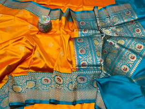 Sari en soie Katan Meenakari, design traditionnel élégant pour femmes, tissé à la main, finition luxueuse, Banaras, fête, toutes saisons - Product Image 3