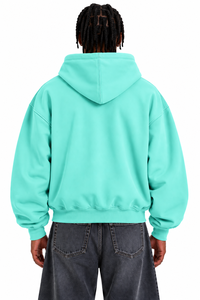 เสื้อฮู้ดซิปผู้ชาย AURA สีฟ้า สวมใส่สบาย ผ้าฟลีซ สีพื้น ทรงปกติ เหมาะสำหรับใส่ในฤดูใบไม้ร่วง ผลิตจากผ้าฝ้าย 100% น้ำหนัก 350 กรัม - Product Image 2