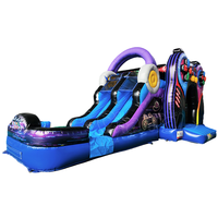 Château Gonflable Robuste 3-en-1 avec Écouteurs, Double Toboggan et Piscine – Tente d'Obstacles Gonflable pour Enfants