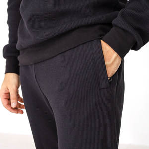 Survêtement d'hiver écologique en coton solide pour hommes, pour la salle de sport et l'extérieur, ensemble de vêtements de détente décontractés - Product Image 4