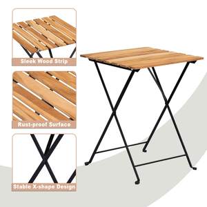 Juego de sillas de mesa de té de madera de hierro informal, Banco de Patio plegable de tres piezas para supermercado, Hospital, escuela, patio, gimnasio al aire libre - Product Image 3