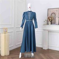 Kaftan brodé ouvert sur le devant pour femme, robe longue Abaya musulmane modeste, décontractée, respirante, en polyester et coton, pour adultes, vente en gros