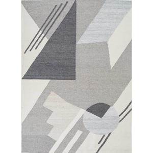 พรมลายตารางแบบนามธรรมสีเทาและสีดำ ทอแบบแบน ทำจากขนสัตว์และใยวิสโคส รุ่น ADWV-13048 สำหรับใช้ในบ้าน - Product Image 1